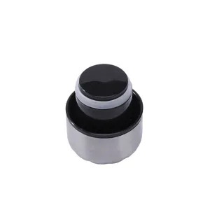 Stainless steel vacuum water bottle replacement lid detail shot with black top and sealing ring.
