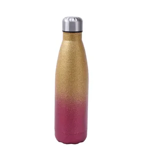 Stainless steel gradient glitter water bottle cola shape vacuum insulated cup detail