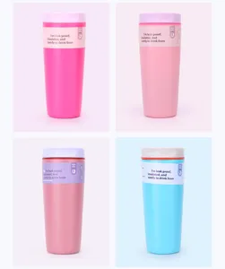 Stainless steel insulated travel mug, leak-proof coffee cup with vibrant colors for daily use.