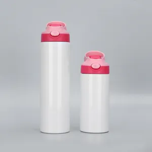 Stainless Steel Thermos Bottle Kids Straw Cup Vacuum Insulated Straight Cup With Handle Bounce Lid For School Office