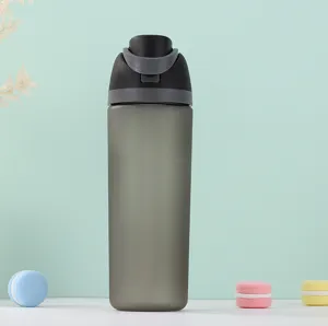 Large capacity plastic sports water bottle, minimalist solid color frosted outdoor portable cup.