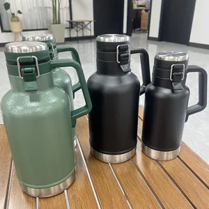 Roestvrij Staal Vacuuum Gesoleerde Bierkan Grote Capaciteit Draagbare Fles met Hand