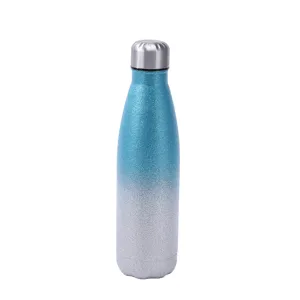 Stainless steel water bottle, portable insulated cola bottle, gradient glitter outdoor sports cup.
