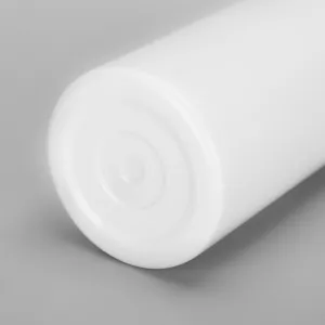 Stainless steel tumbler bottom detail close up, smooth white finish surface product view