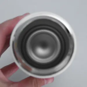Stainless steel thermos cup inner detail view, high quality food grade 304 material.
