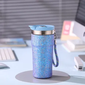 Gobelet isotherme portable en titane avec couvercle et lanière pour le café en voyage
