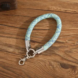 Cinturino di ricambio intrecciato blu verde con chiusure in metallo, manico per tazza.