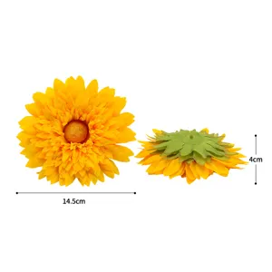 Large artificial sunflower head for home decor and headdress crafting, 14.5cm size