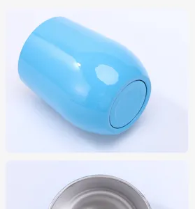 12oz stainless steel wine tumbler vacuum insulated egg cup with light blue powder coating detail view