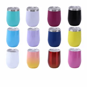 Double Wall Stainless Steel Vacuum Insulated Wine Tumbler Egg Shell Coffee Mug Portable Thermos Cup With Lid