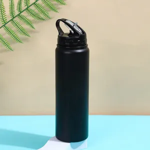 Boraccia sportiva isolata in acciaio inossidabile portatile con coperchio diretto.