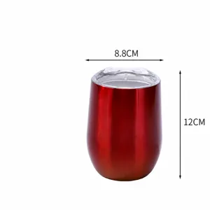 12oz stainless steel wine tumbler double wall vacuum insulated egg cup with lid red