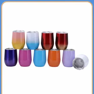 12oz stainless steel wine tumbler double wall vacuum insulated egg cup with lid