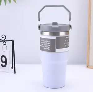 Gobelet isotherme en acier inoxydable avec poignée, tasse de voyage 600 ml pour extérieur.