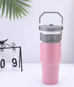 Gobelet isotherme en acier inoxydable avec poignée 900ml tasse de voyage portable.