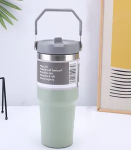 Gobelet isotherme en acier inoxydable avec poignée, tasse de voiture portable.
