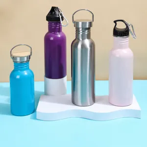 Bouteille d'Eau de Sport sous Vide en Acier Inoxydable Gourde de Voyage Isolée Portable Avec Poignée en Métal