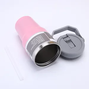 Gobelet Isotherme en Acier Inoxydable Avec Poignée Et Couvercle Bouteille d'Eau De Voyage Sous Vide Tasse Thermos Portable en Métal