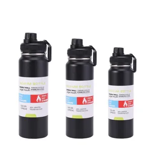 Bouteille de sport isolée portable, gourde en acier inoxydable avec poignée pour voyage.