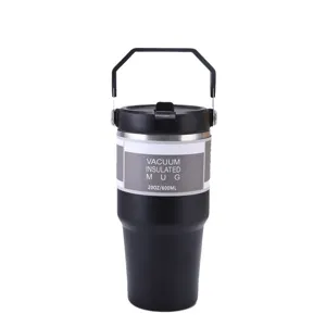 gobelet isotherme sous vide en acier inoxydable 304 avec poignée portable 600ml