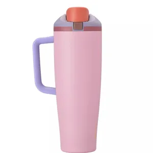 Large capacity stainless steel insulated tumbler with handle for outdoor and daily use.