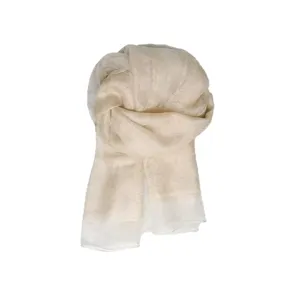 Elegant beige wool and silk scarf for women, lightweight semi-transparent shawl