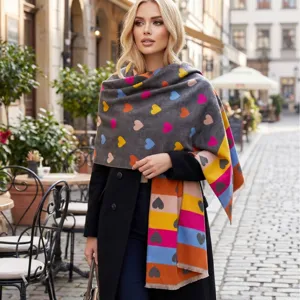 Modieuze sjaal van imitatiekasjmier met hartjespatroon voor dames in de herfst en winter