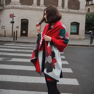 Bufanda Chal para Mujer Estampado de Girasol Mezcla de Algodón Poliéster Grueso Cálido Doble Cara Estilo Cachemira Con Borlas