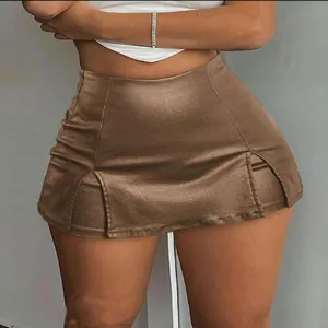 Vrouwen pu leer geplooide minirok lage taille bodycon sexy a-lijn korte rok kleding