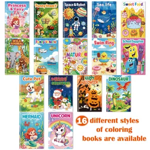 Set of 16 children's cartoon coloring books with themes like animals and dinosaurs.