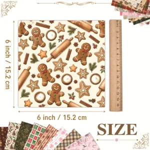 6x6 Zoll Weihnachts-Scrapbooking-Papier mit Lebkuchenmuster und Größenangaben