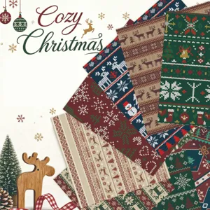 Assorted Christmas DIY scrapbook paper with festive reindeer and snowflake patterns
