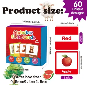 Coffret de cartes éducatives alphabet pour enfants avec illustrations d'animaux