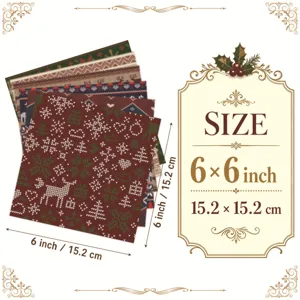 6x6 inch Christmas themed DIY craft paper with reindeer and heart patterns for scrapbooking