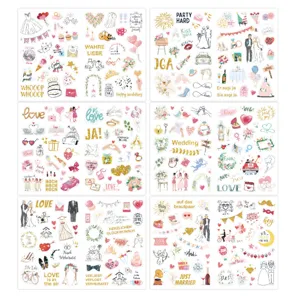 Glitter Bruiloft Liefde Stickers Duits Engels Scrapbook Creatieve Happy Wedding DIY Decoratie Romantische Scrapbooking Stickers