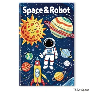 Colorful children's space-themed coloring book cover featuring astronauts and rockets