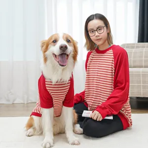 Matching dog and owner striped sweatshirts casual crewneck long sleeve pet apparel