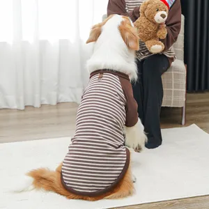 Dog striped shirt two-legged pet apparel comfortable brown puppy clothes for large dogs golden retriever
