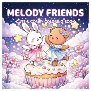 24 Pages Cute Cartoon Rabbit Bear Melody Friends Coloring Book DIY Painting Drawing Notebook For Kids Educational Stationery