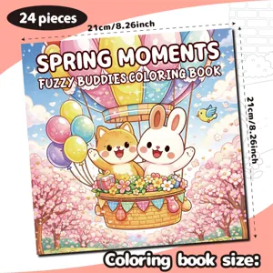 Detailed size view of the 24-sheet cute animal coloring book for kids, 21x21 cm