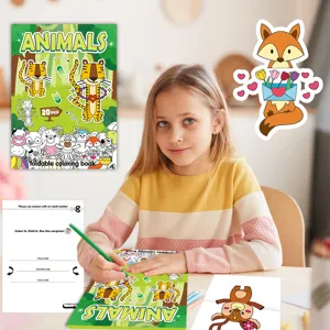 Child using animal foldable coloring book for DIY paper folding craft activities