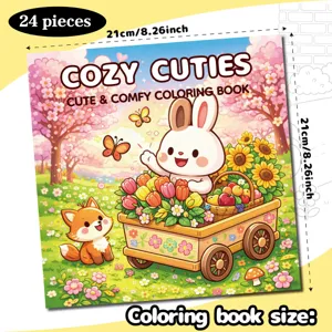Libro da colorare Cozy Cuties da 21 cm quadrato con 24 simpatiche pagine animali bimbi