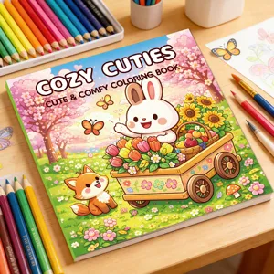 Dettaglio del libro da colorare Cozy Cuties con 24 pagine di simpatici animali della foresta