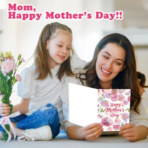 Floral Mother's Day greeting card with a blank interior for personalized handwritten messages