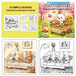 Anteprima dettagliata di 24 originali pagine da colorare con animali per bambini e adulti.