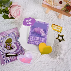 Set de pegatinas de marcos de fotos DIY púrpuras para scrapbooking y polaroid