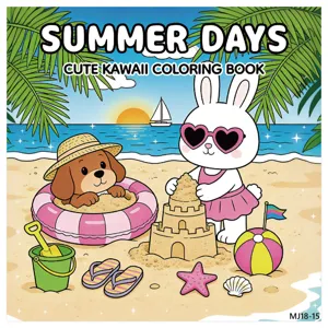 Vista dettagliata della copertina del libro da colorare Summer Days per bambini