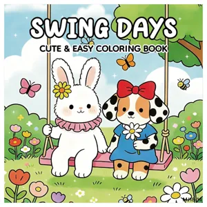 Dettaglio della copertina del libro da colorare per bambini con coniglietto e cane