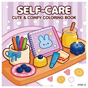 Libro da colorare carino per bambini con illustrazioni di coniglietti e temi di relax