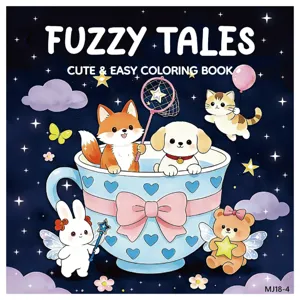 Copertina del libro da colorare Fuzzy Tales con simpatici animali per bambini